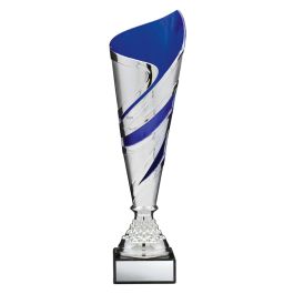 Fire & Ice Series Plastic Cup with Riser on Marble Base, Silver/Blue