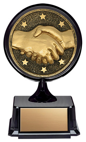 Apex Handshake/Sportsmanship Trophy, 4 1/2″ Holder on Base